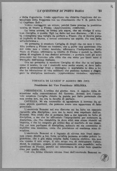 La questrione di porto Baros e gli accordi di Santa Margherita al parlamento italiano